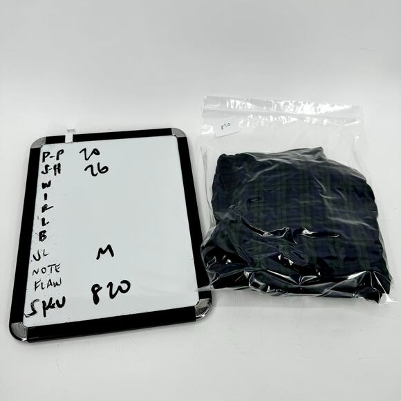 J McLaughlin Shirt Womens Medium Blue Green Plaid Ruffle Trim Crinkle Cotton - Picture 8 of 8